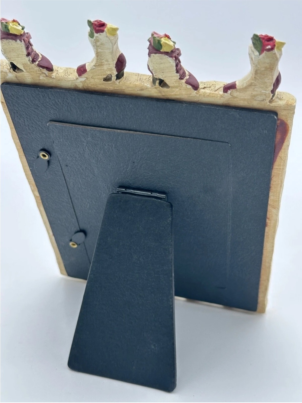 Victorian Rose Lace Photo Frame with Victorian Boots Topper, Shabby Chic Cottage - Picture 3 of 3